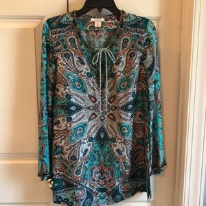 Sundance Catalog silk tunic with beading M